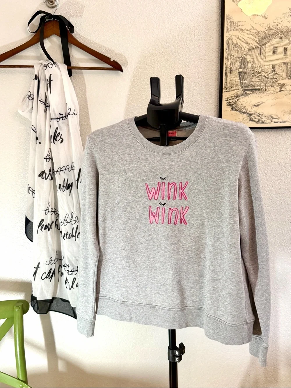 Kate Spade New York Wink Wink Graphic Pullover Sweatshirt Size M